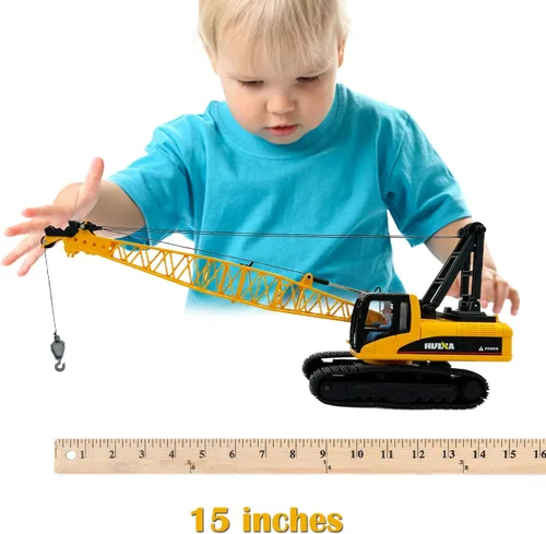 Miniatura 5 de Gemini&Genius Juguetes de grúa para niños, vehículos de construcción, grúa, equipo de construcción de juguete de camión, regalo ideal para niños