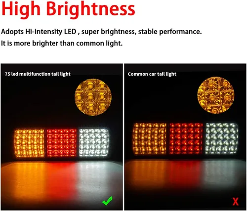 Miniatura 4 de Auovo 75 luces LED traseras de camión DC12V ámbar rojo blanco señal de giro de freno de marcha atrás remolque barra de luz trasera lámparas