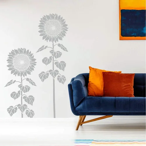 Miniatura 3 de Plantilla de pared de girasol gigante de 26 pulgadas, plantilla floral grande reutilizable para pintar paredes, vallas, madera, arte de pared