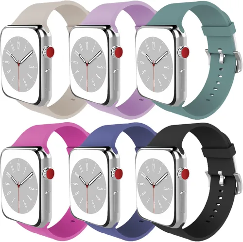 Miniatura 10 de Compatible con Apple Watch Band de 1.496 in 1.575 in 1.614 in 1.654 in 1.732 in 1.772 in 1.929 in, correa deportiva de silicona suave de repuesto