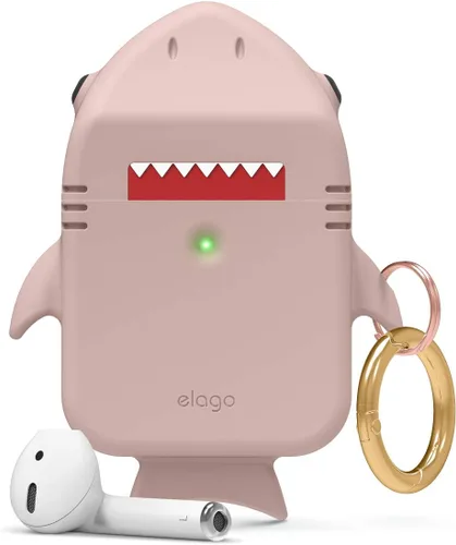 Miniatura 9 de elago Shark - Funda compatible con AirPods de Apple, diseño 3D con llavero para Apple AirPods 2, 1 (gris oscuro)
