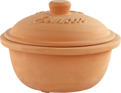 Reston Lloyd Eurita - Horno holandés de arcilla de terracota de 2 cuartos de galón, natural, sin plomo ni cadmio, apto para horno y microondas, olla