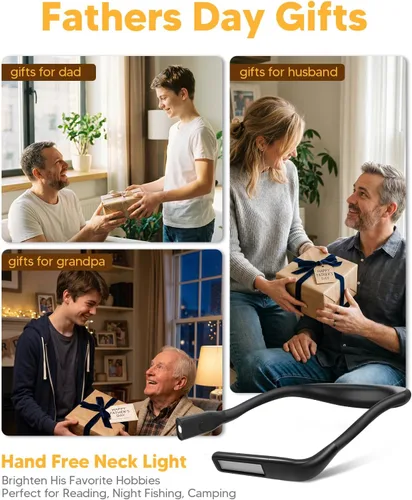 Miniatura 6 de Luz de cuello para leer libros para amantes de la lectura, recargable 2000mAh 10-80Hrs luz de libro amplia amigable para los ojos, regalos de Negro