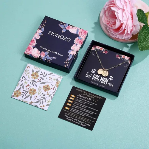 Miniatura 7 de Collar chapado en oro de 14 quilates con dije de huella de perro y letra inicial para mujeres y niñas, collar de regalo para mamás y amantes