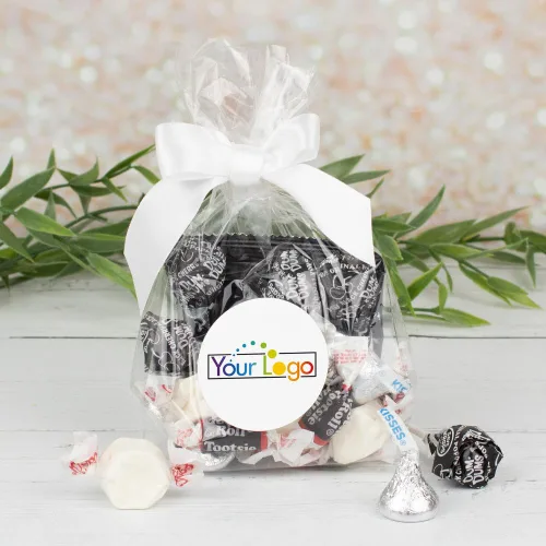 Just Candy - Artículos promocionales de 12 quilates con logotipo, bolsas de golosinas negras (paquete de 12)