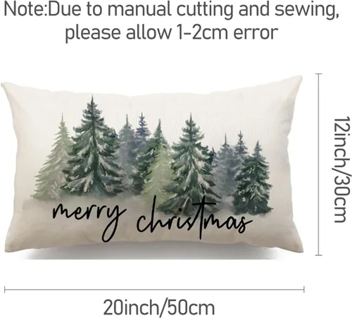 Miniatura 6 de DFXSZ Fundas de almohada de Navidad de 12 x 20 pulgadas Decoraciones de Navidad Acuarela Azul Verde Árbol de Navidad Estilo Rústico Naturaleza