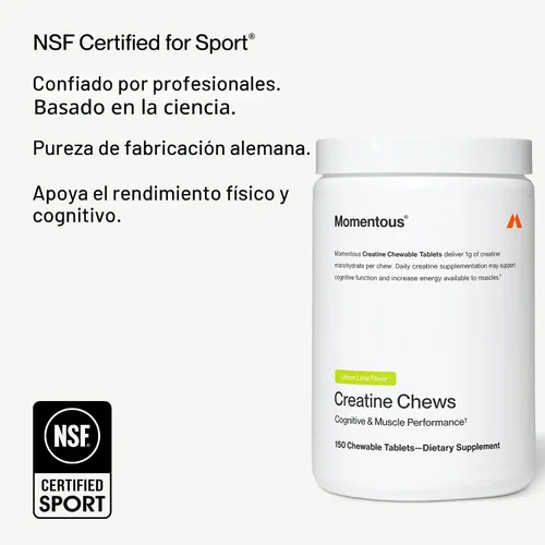Miniatura 6 de Momentous Masticables de creatina - Monohidrato de creatina - Apoya la fuerza, el músculo magro y la recuperación para hombres y mujeres
