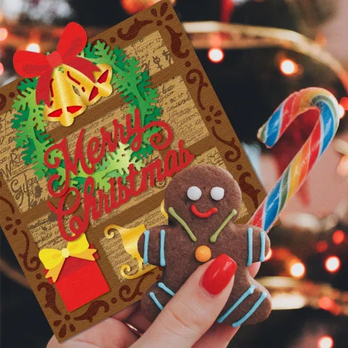 Miniatura 7 de GLOBLELAND Troqueles de corte de marco de Navidad para hacer tarjetas, Papá Noel, flor de pascua, metal, troqueles de tira de luces, plantillas