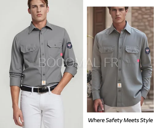 Miniatura 4 de BOCOMAL Camisas FR 6.25oz Camisas de soldadura ligeras resistentes al fuego Camiseta retardante de fuego para hombres