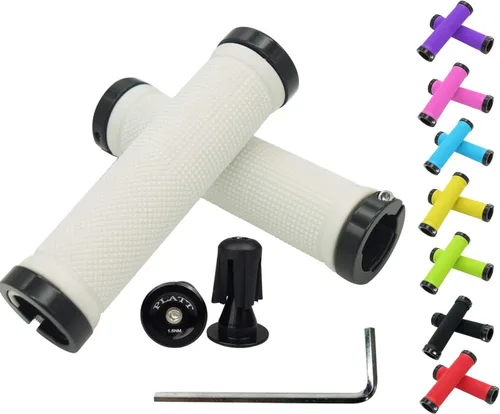 Miniatura 9 de PLATT - Puños de manillar de bicicleta con gomas de goma coloridas Puños de bicicleta cómodos para bicicletas BMX/MTB verde (Green+End Caps)