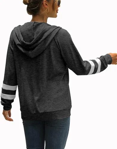 Miniatura 4 de Bofell Sudaderas con capucha de manga larga con cremallera y bolsillo para mujer