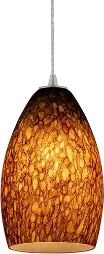 Miniatura 5 de Colgante de cristal de champán - Colgante de 1 luz - Cordón - Acabado de acero cepillado - Pantalla de cristal de piedra marrón