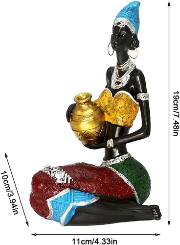 Miniatura 2 de Rayberro Escultura de mujeres africanas, 7.87 pulgadas de alto, figura de mujer negra, figura tribal de dama afroamericana, estatua de mujer