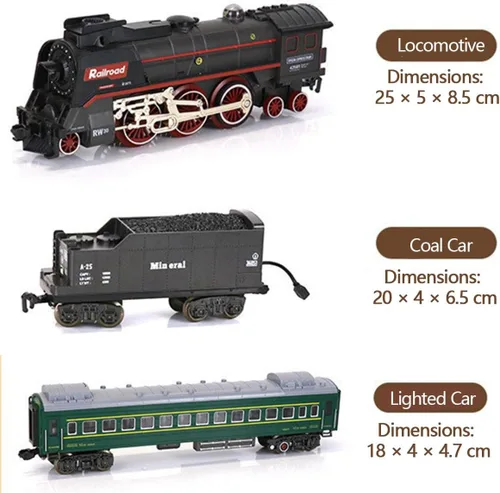 Miniatura 5 de Juego de tren eléctrico de Navidad a control remoto con control remoto, humo realista, luces y sonidos, modelo de locomotora de vapor con pista