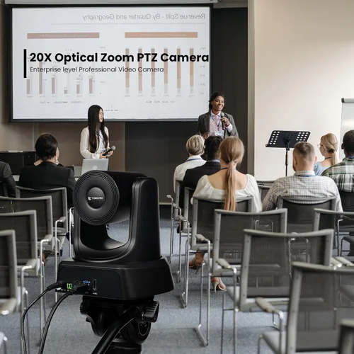 Miniatura 7 de TONGVEO - Sistema de cámara PTZ para sala de conferencias con zoom óptico 20X Webcam 1080P 60fps HDMI USB para transmisión en línea de Negro