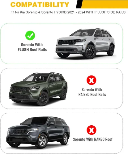 Miniatura 2 de Barras transversales para portaequipajes de techo de 260 libras para KIA Sorento y Sorento 2021-2026 HYBIRD y Sorento barras transversales de carga