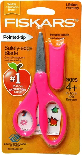 Miniatura 2 de Tijeras con punta puntiaguada de 5 pulgadas para niños, color morado con funda, Rosado