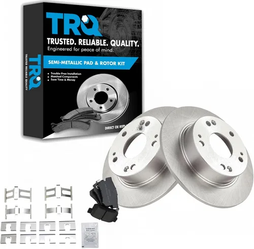 Miniatura 73 de TRQ Juego de pastillas de freno semimetálicas traseras y rotores compatibles con Chevrolet Trailblazer 02-06 Trailblazer EXT 04-06 SSR 02-07 GMC