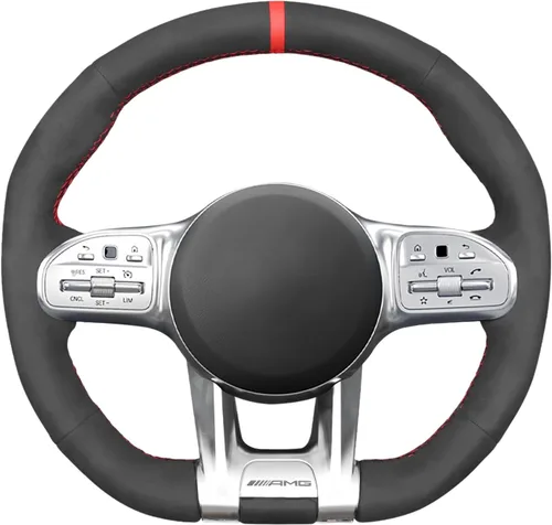 MEWANT Funda para volante de automóvil para Mercedes-Benz AMG CLA CLS GLC GLE GLB S E W177 C190 R190 W205 C118 C257 W213 H247 X253 W167 X167 W222