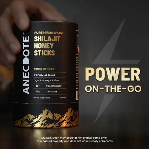 Miniatura 2 de ANECDOTE Palillos de Miel de Shilajit del Himalaya con Miel Orgánica y Azafrán Aumenta la Estamina Apoya la Inmunidad 75% Ácido Fúlvico, 85+