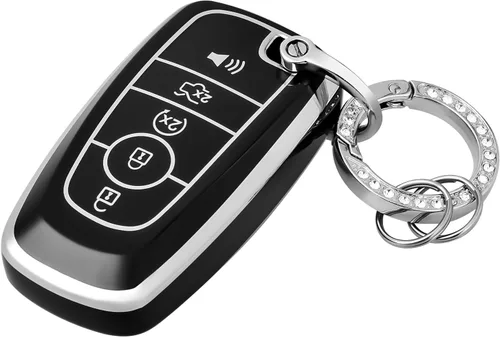 Funda para llavero OFFCURVE con llavero para Ford Fusion Explorer Escape F150 F250 F350 F450 F550 Edge Maverick Expedition Lincoln Aviator, Plata