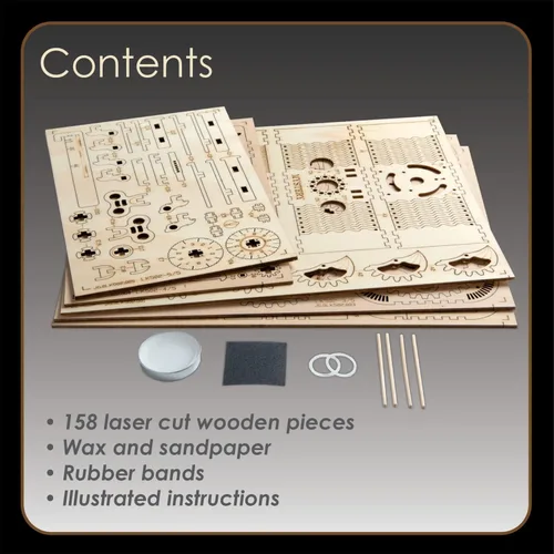 Miniatura 7 de MindWare Gearjits: Treasure Box - Rompecabezas de construcción 3D de madera de 158 piezas para adolescentes y adultos - Modelo de construcción