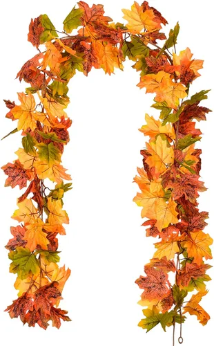 Miniatura 15 de DearHouse - Guirnalda de hojas de arce, 2 unidades, 5.9 pies la unidad, vid para colgar, guirnalda artificial para el otoño, ramaje para decorar