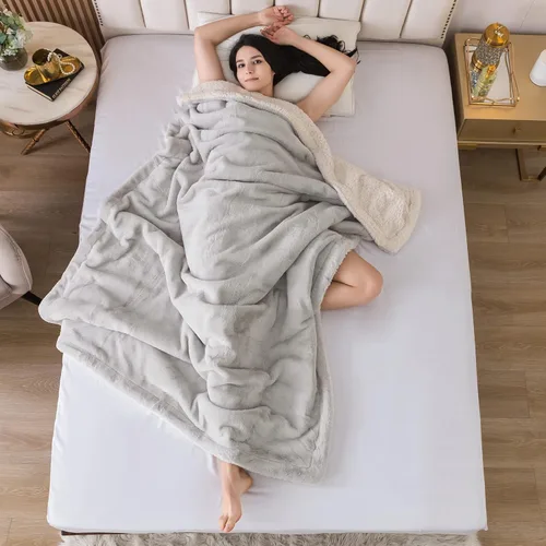 Miniatura 7 de COTTEBED Cálidas mantas de franela Sherpa para cama matrimonial y Queen, reversible, ultra afelpada, 580 GSM, suave y cómoda, esponjosa, manta