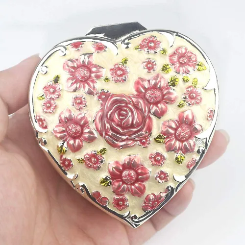 Miniatura 13 de ROSIKING Caja de música de aleación de metal en relieve en forma de corazón azul, caja musical antigua para joyería con cuerda, regalos