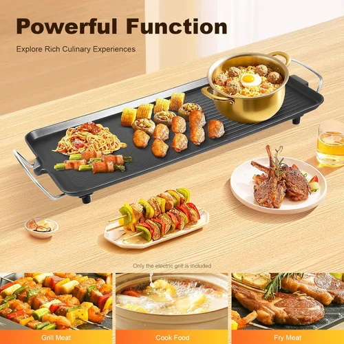 Miniatura 4 de Parrilla eléctrica grande de 26 pulgadas, 1500 W, Teppanyaki, con superficies antiadherentes y 5 ajustes de temperatura ajustables