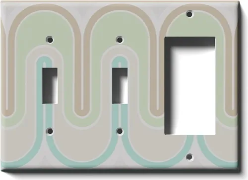 Miniatura 10 de Placa decorativa para cubierta para interruptor de luz, ondas retro verdes, placa de pared de palanca individual Single Toggle