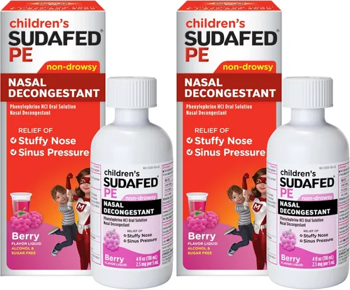 Miniatura 9 de Sudafed Descongestionante Nasal PE Para Niños, Medicina Líquida para el Alivio del Resfriado con Fenilefrina HCl, Sin Alcohol y Sin Azúcar, Sabor a