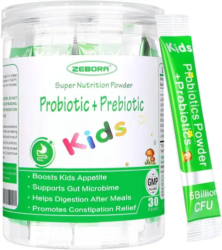 Probióticos y prebióticos para niños en polvo a partir de 3 años, apoyo al sistema digestivo e inmunológico para niños con fuente natural, promueve