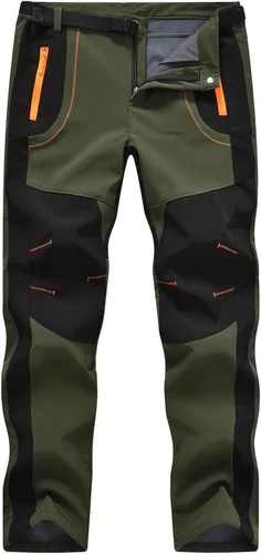 TBMPOY - Pantalones de esquí de nieve impermeables con forro polar para hombre, para senderismo, montaña, revestimiento suave con cinturón
