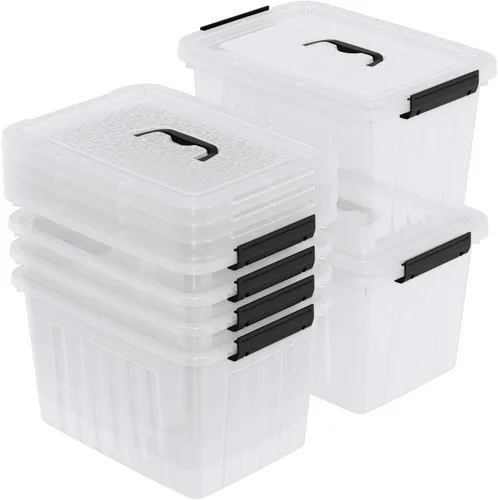Miniatura 8 de Sadstory - Contenedores de plástico transparente de 12 cuartos de galón con asa, 6 paquetes Contenedor apilable con tapa para organización