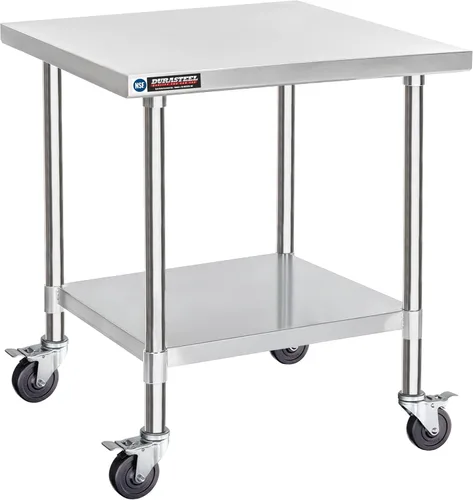 Miniatura 37 de DuraSteel Carrito de acero inoxidable NSF de 30 x 72 pulgadas, mesa de preparación de alimentos resistente con estante inferior, isla de cocina
