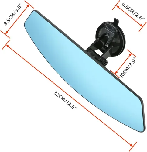 Miniatura 2 de Espejo retrovisor para automóvil con ventosa ajustable, gran angular que reduce los puntos ciegos, 12.6 pulgadas, HD, universal, panorámico