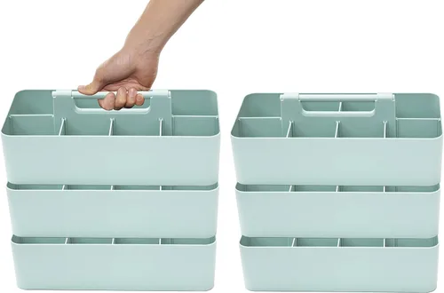 Miniatura 14 de Cesta grande portátil, divisores DIY, 8 compartimentos, organizador para suministros escolares, de oficina, para el hogar y negocios, cesta portátil