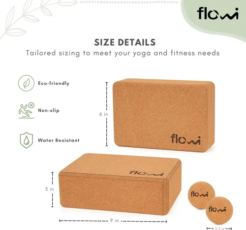 Miniatura 3 de Bloques de yoga de corcho natural, paquete de 2 con correa y bolas de masaje, accesorios de yoga premium para mujeres y hombres