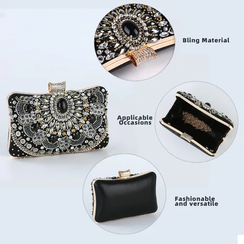 Miniatura 2 de BESTYROCLY Clutch Purses for Women and Rhinestone Beaded Bag Evening Handbag for Bride