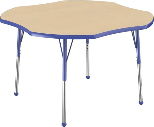Miniatura 35 de FDP Clover Mesa de Actividades Escolar y de Oficina (48 x 48 pulgadas), patas estándar con deslizadores giratorios para entornos de asientos