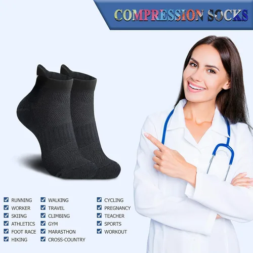 Miniatura 6 de QUXIANG Calcetines de compresión para mujeres y hombres, circulación, 367 pares de soporte de tobillo de 15-20 mmHg, lo mejor para correr, ciclismo