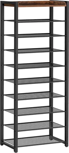 Miniatura 10 de HOOBRO Zapatero de 8 niveles, almacenamiento de zapatos de gran capacidad para 14 a 16 pares, estante de zapatos de metal resistente para entrada