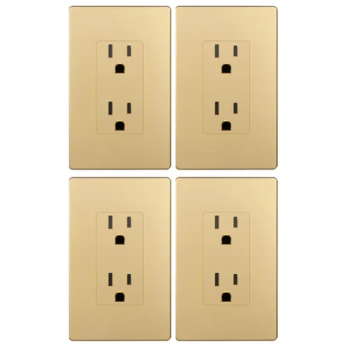 Miniatura 46 de LIDER LR15-TR-GD5P - Receptáculo decorativo mate c/tapa frontal intercambiable, tomacorriente a prueba de manipulaciones/niños, autoconexión a Dorado
