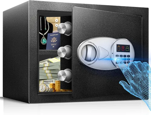 Miniatura 9 de TOTOY 2.0 Cu Ft Steel Fireproof Safe Lock Box For Home with Fire proof Bag Electronic Keypad, LED Sensor Light, Removable Shelf, External