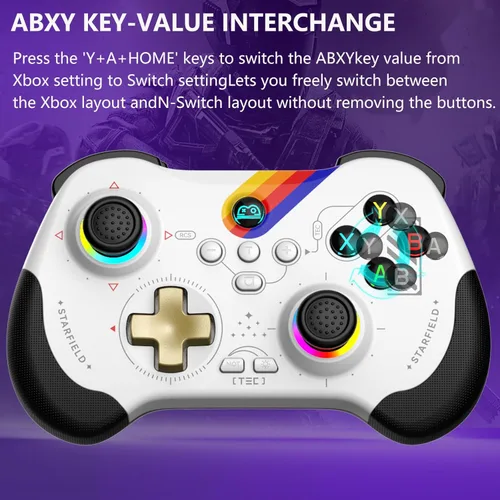 Miniatura 2 de Koiiko Wireless Gaming Controller for ipad/iphone Android/PC/Switch/Streaming on Xbox/PS4/PS3, Bluetooth, Pocket Size, 7-Colors LED, Hall Effect