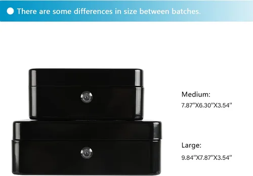 Miniatura 6 de xydled caja grande de acero con seguro con bandeja extraíble para monedas y cerradura de llave, 9.84" x 7.87" x 3.54", color negro
