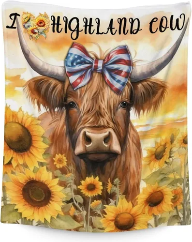 Miniatura 29 de Mercuryelf Highland Cow - Manta suave, mullida y cálida, 30 x 40 pulgadas, manta pequeña para regazo y cuna, color beige, bonito regalo para bebé
