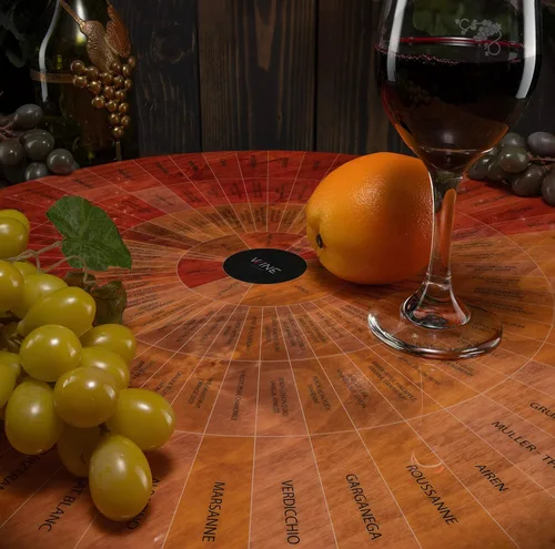 Miniatura 6 de Rueda de vino de madera hecha a mano, tanto para aficionados como para conocedores, una guía sobre degustación, identifica sabores primarios