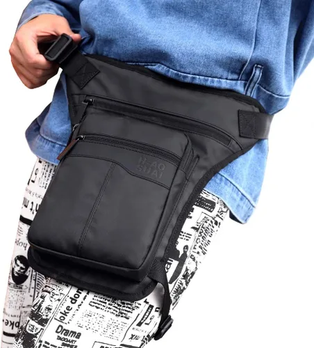 Miniatura 3 de Riñonera para muslos al aire libre para hombres y mujeres, riñonera para montar en motocicleta, bandolera para montar al hombro, senderismo, 01-Negro